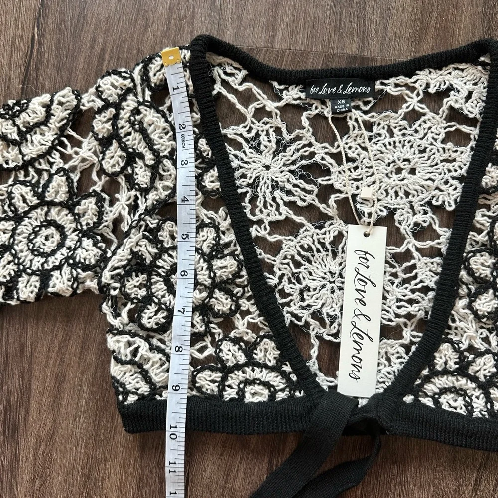 For Love and Lemons Sofia Crop Top In Black/White. NWT. Size XS